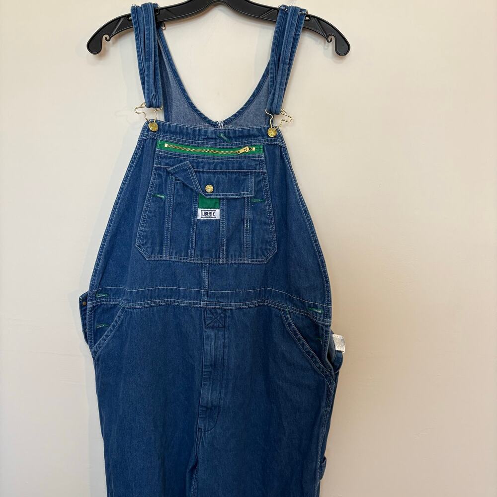 Liberty Bib Overalls Mens 42x30 Medium Wash Blue Denim Carpenter Workwear Farm